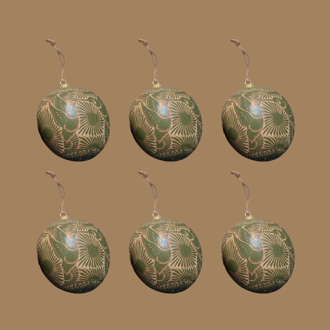 Set 6 Esferas Natural, Verde Olivo