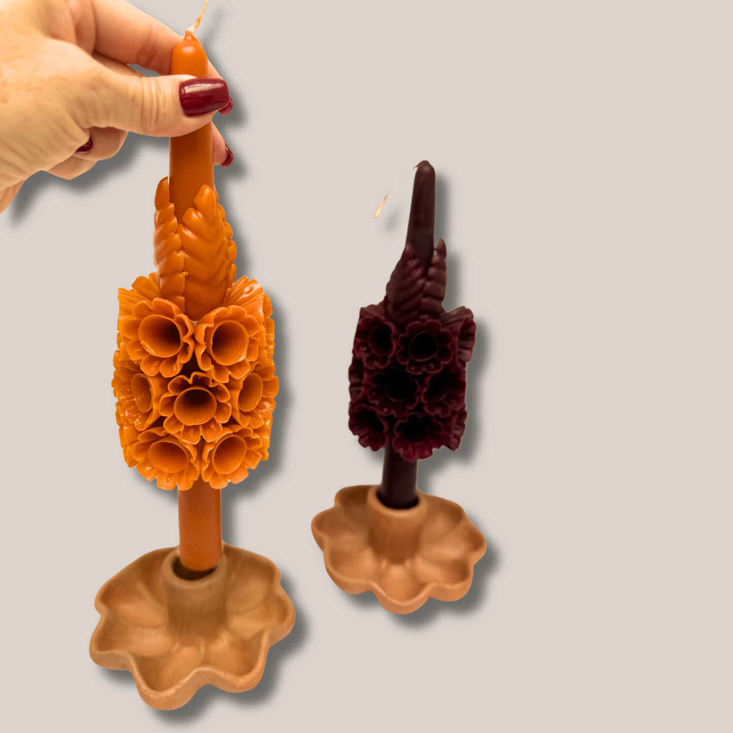 Set 2 Candelabros Olanes | Anaranjado