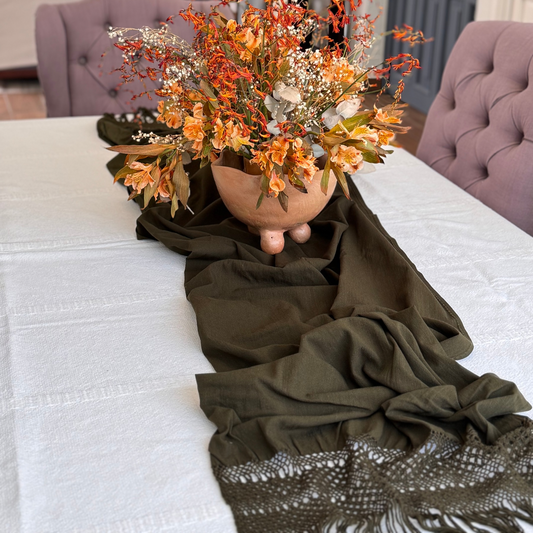 Petrona | Camino de Algodón Verde Olivo