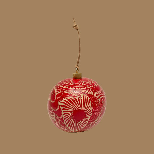 Natural Sphere with Suede Cord | Carmine Red (Set 6 Pieces)