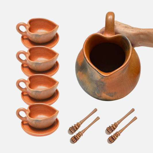 Set 4 Personas Jarra y tazas de corazón