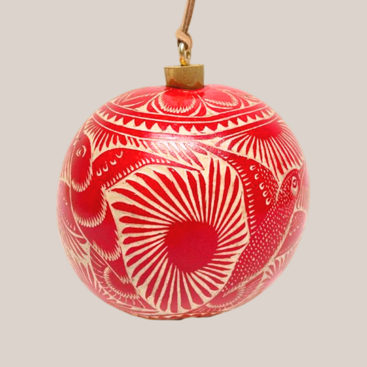 Natural Sphere with Suede Cord | Carmine Red (Set 6 Pieces)