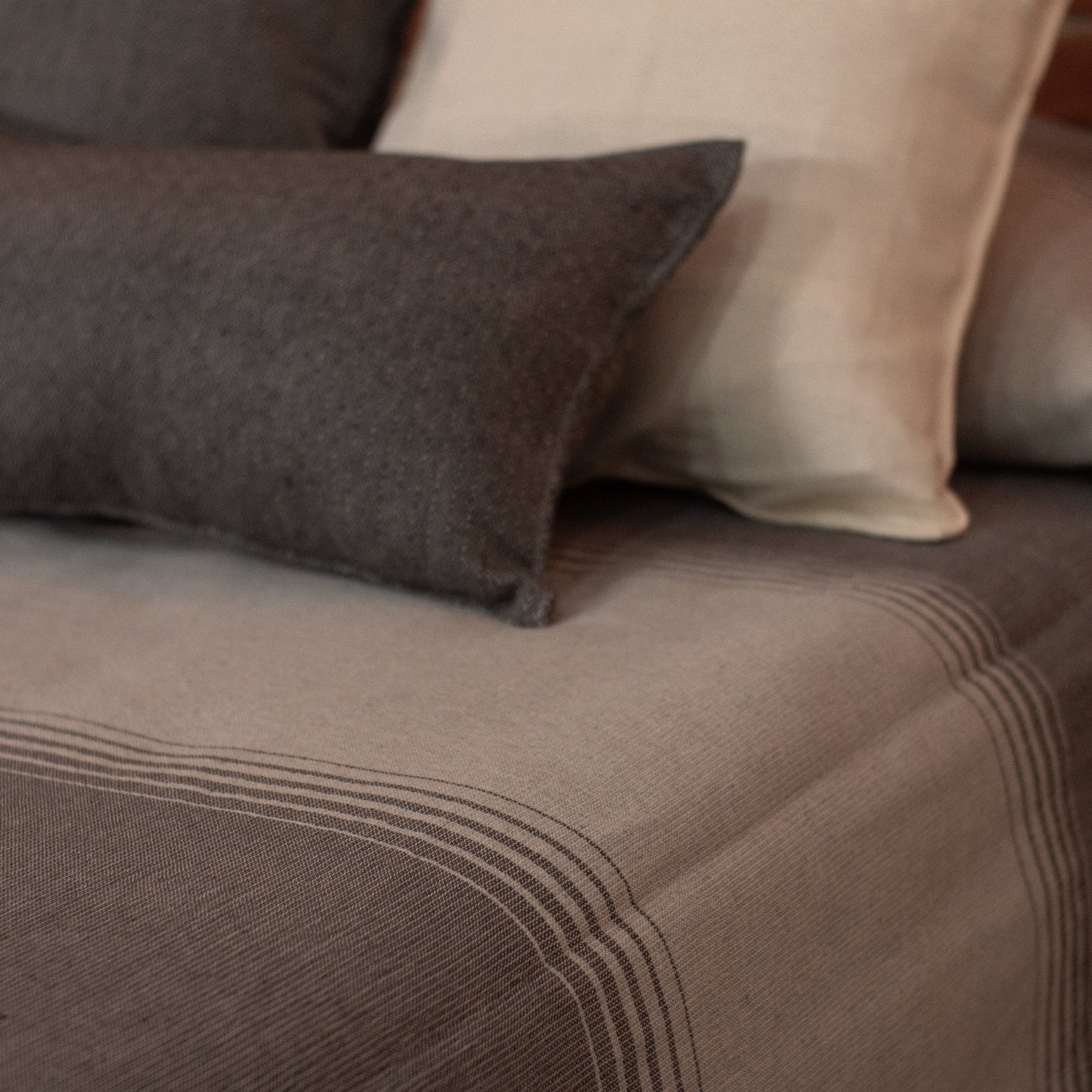 Claudia | Handmade Bedspread | Gray Stripes