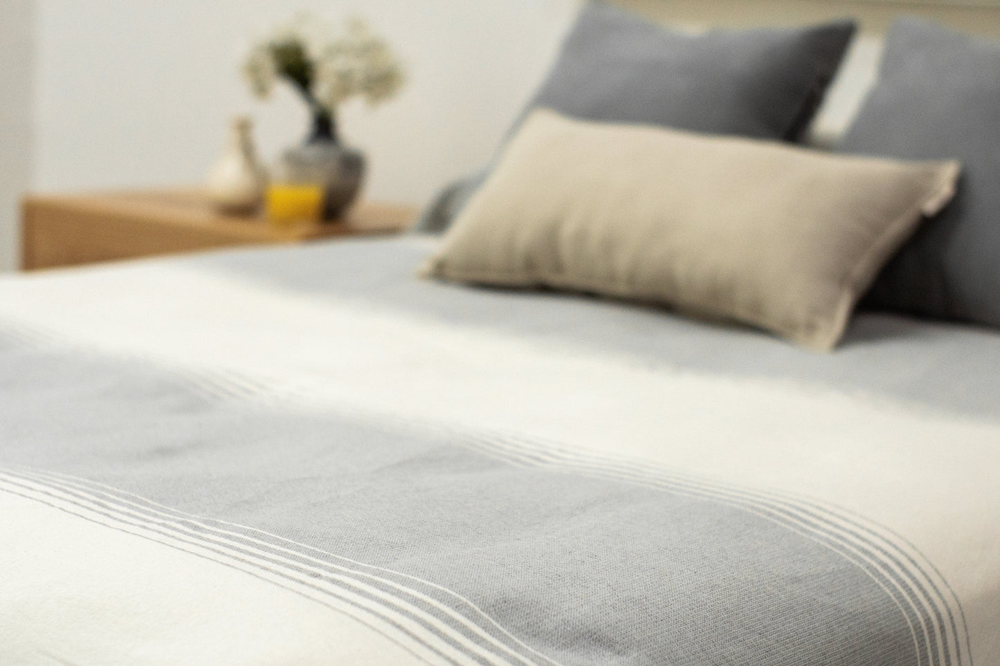 Claudia | Handmade Bedspread | Gray Stripes