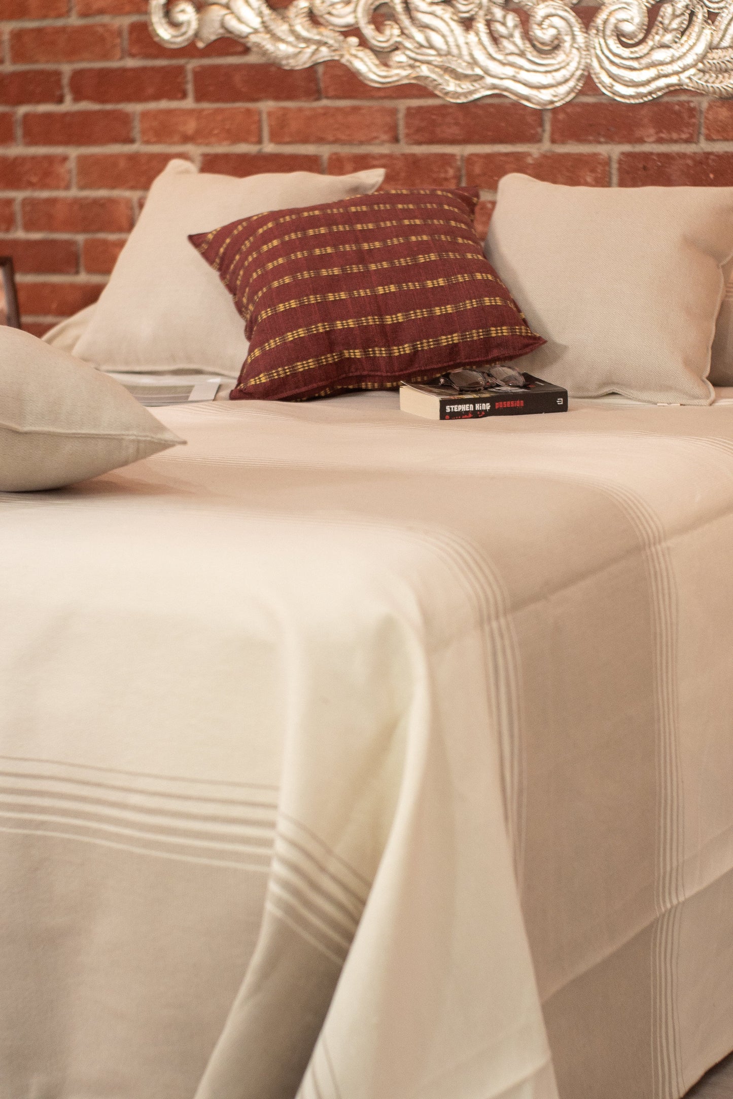 Claudia | Handmade Bedspread | Gray Stripes