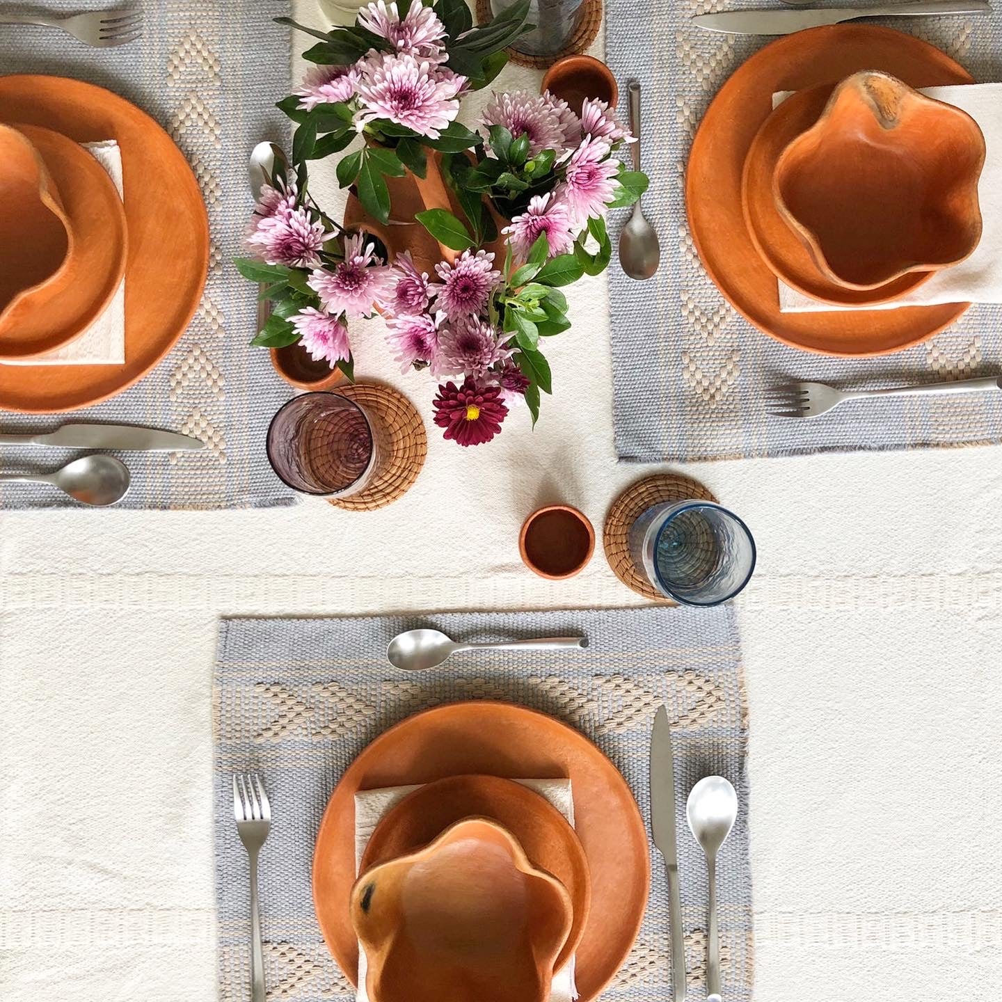 Martha, Placemats | silver blue