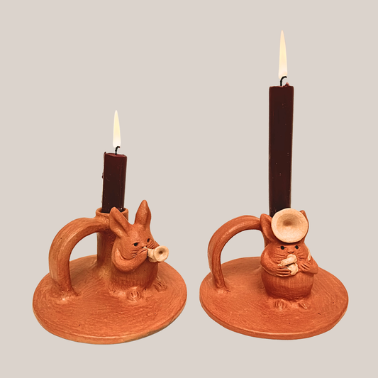Set 2 Portavelas Conejos Músicos