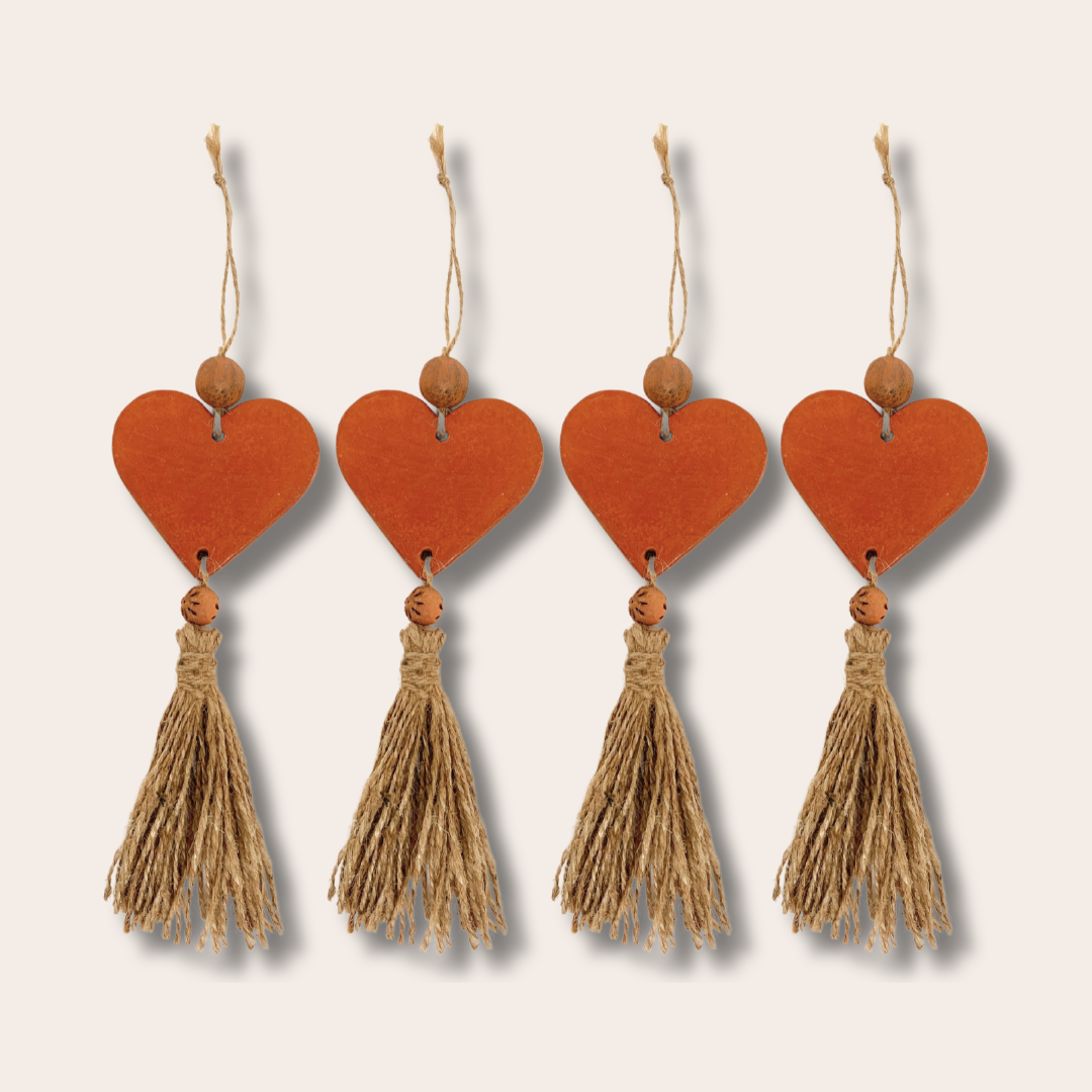 Ceramic Hearts (Set of 4) | red mud