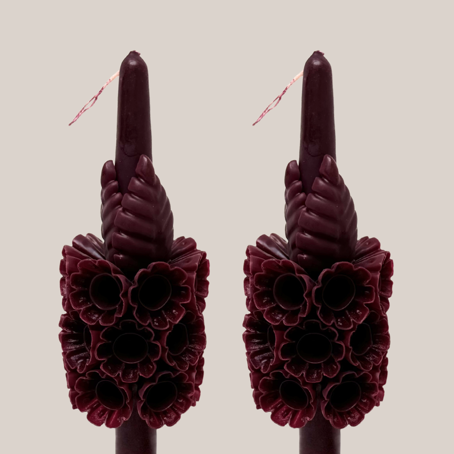 Conchita | Vela Candíl con Candelabro Rojo Borgoña