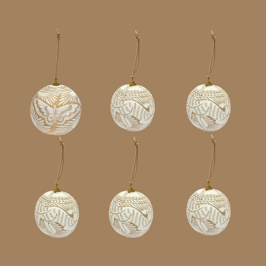 Natural Sphere with Suede Cord | Pearl White (Set 6 Pieces)