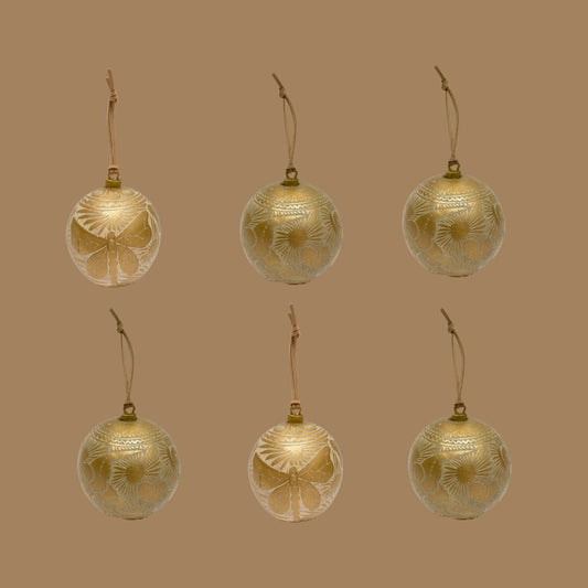 Natural Sphere with Suede Cord | Old Gold (Set 6 Pieces)