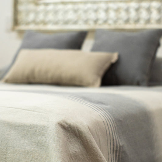 Claudia | Handmade Bedspread | Gray Stripes